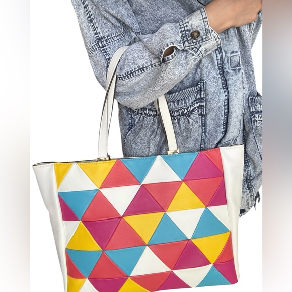 INC International Concepts Michaella Faux Leather Colorblock Tote Bag - Picture 3 of 10